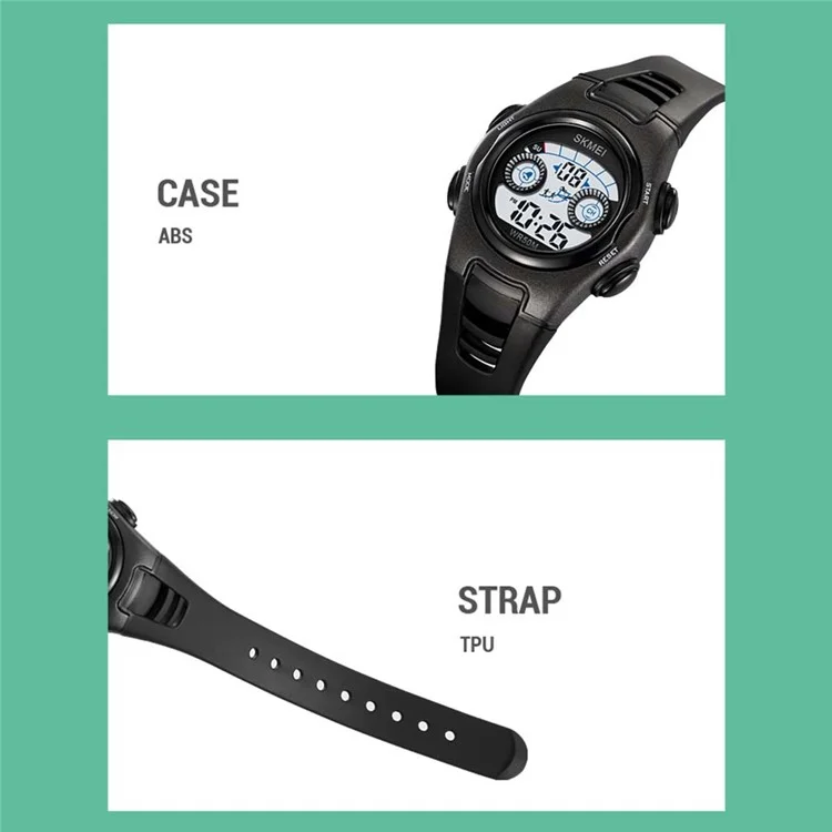 SKMEI 2309 Student Kids LED Backlight Digital Watch Date Alarm Clock Sports Electronic Watch - Black