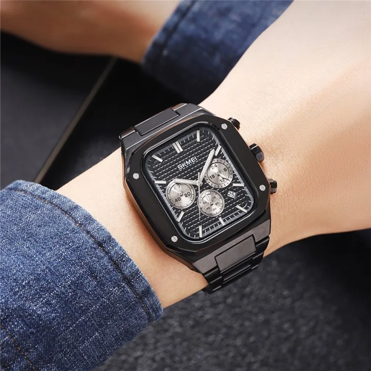 SKMEI 2201 Stilvolle Herren Geschäfts-Quarzuhr Quadratische Leuchtende Armbanduhr - Blau