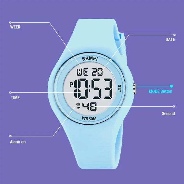 SKMEI 2317 Fashion Student Luminous Digital Watch All-Match Electronic Wrist Watch - Light Green