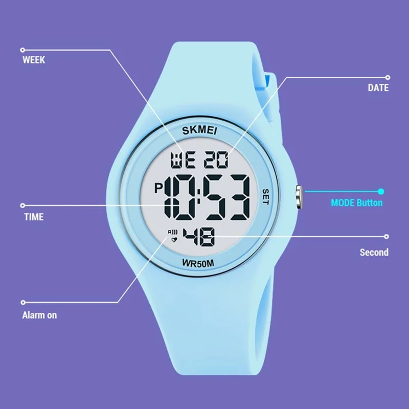 SKMEI 2317 Fashion Student Luminous Digital Watch All-match Electronic Wrist Watch - White