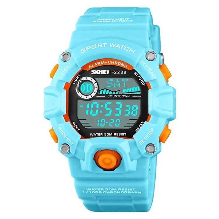 SKMEI 2288 Teenager Luminous Digital Watch Outdoor Sports Electronic Wrist Watch - Baby Blue