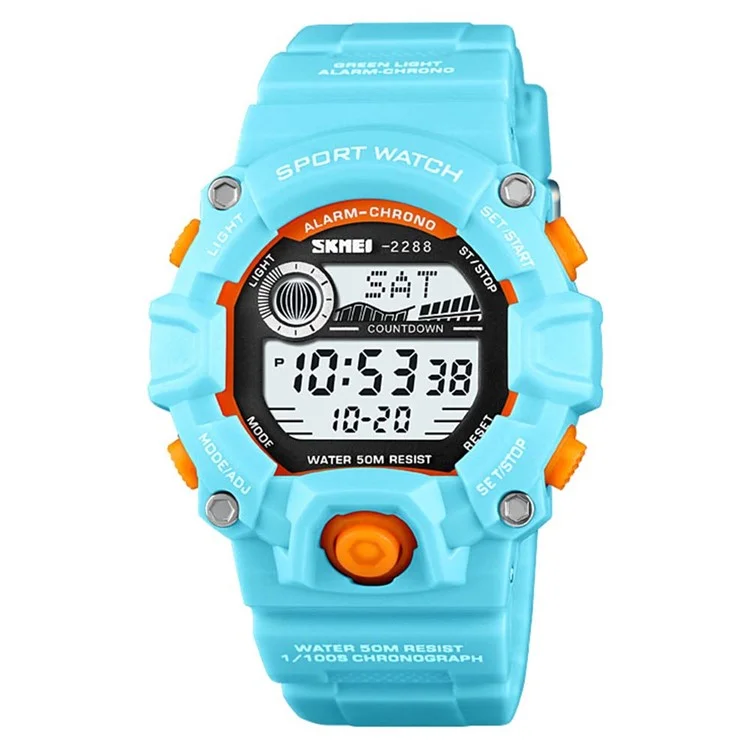 SKMEI 2288 Teenager Luminous Digital Watch Outdoor Sports Electronic Wrist Watch - Baby Blue