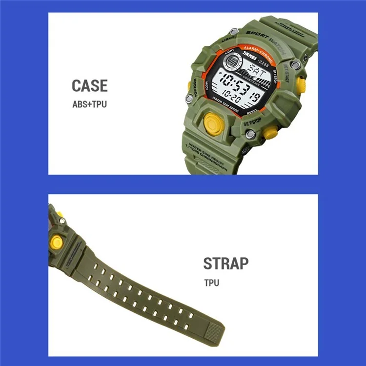 SKMEI 2288 Teenager Luminous Digital Watch Outdoor Sports Electronic Wrist Watch - Baby Blue