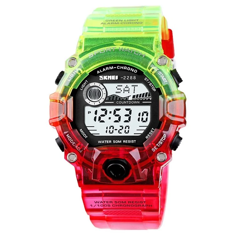 SKMEI 2288 Teenager Luminous Digital Watch Outdoor Sports Electronic Wrist Watch - Green+Red
