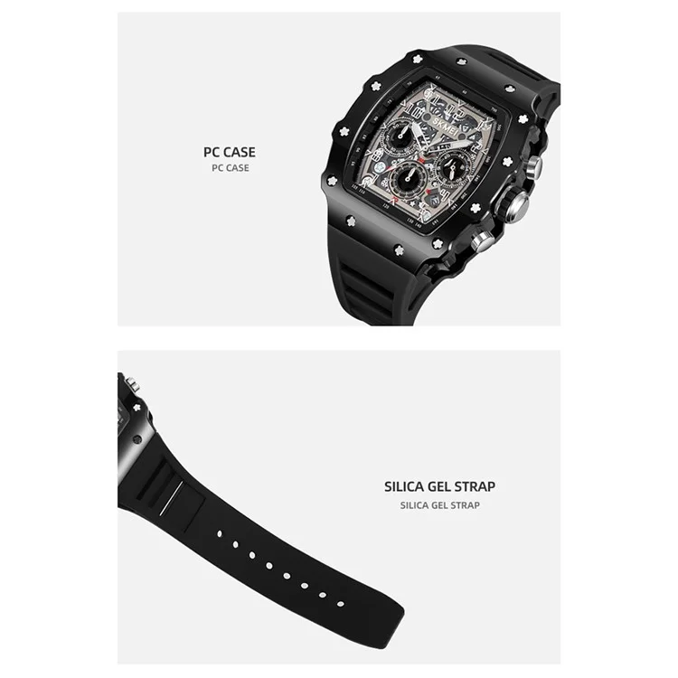 Skmei 2305 Men Elegante Quartzo Assistir a Água de Parada de Parada de Parada de Parada de Parada de Stopwatch - Caso Branco Transparente / Cinta Laranja