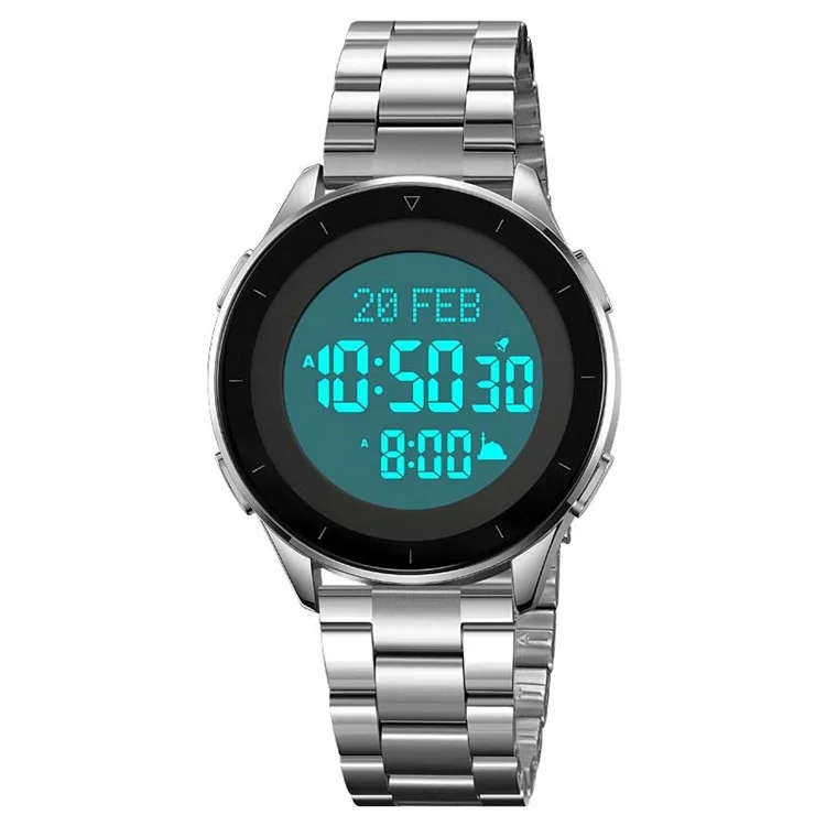 SKMEI 2300 Qibla Direction Indicator Digital Watch Luminous Bookmark Function Electronic Watch - Silver