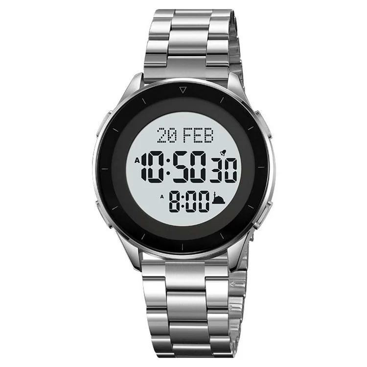 SKMEI 2300 Qibla Direction Indicator Digital Watch Luminous Bookmark Function Electronic Watch - Silver