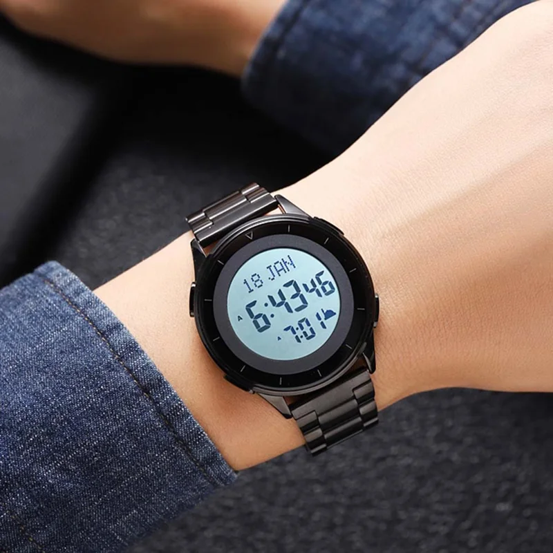 SKMEI 2300 Qibla Direction Indicator Digital Watch Luminous Bookmark Function Electronic Watch - Silver