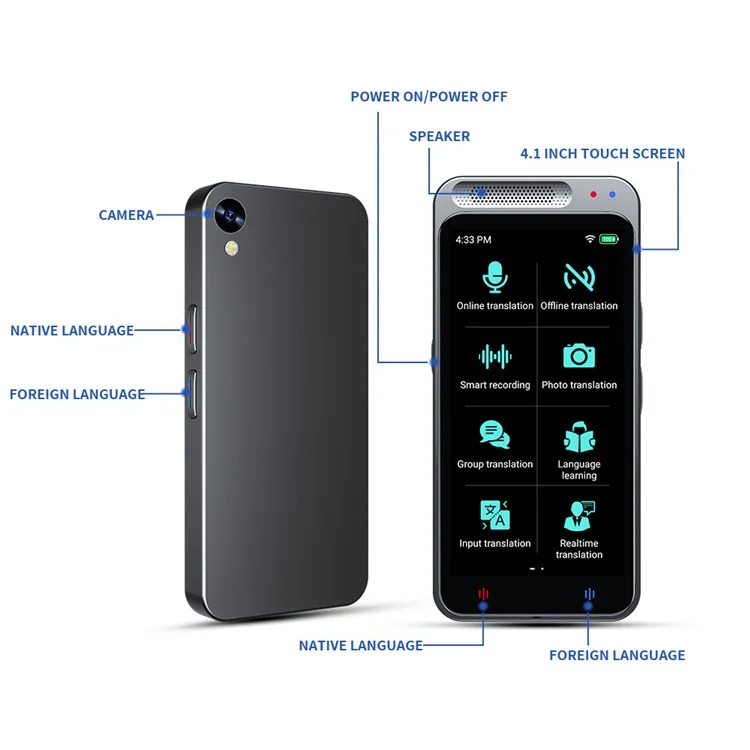 Traducteur Z6 138 Langues Smart Translate Enregistrement Vocal Temps Réel Traduction de Texte Appareil