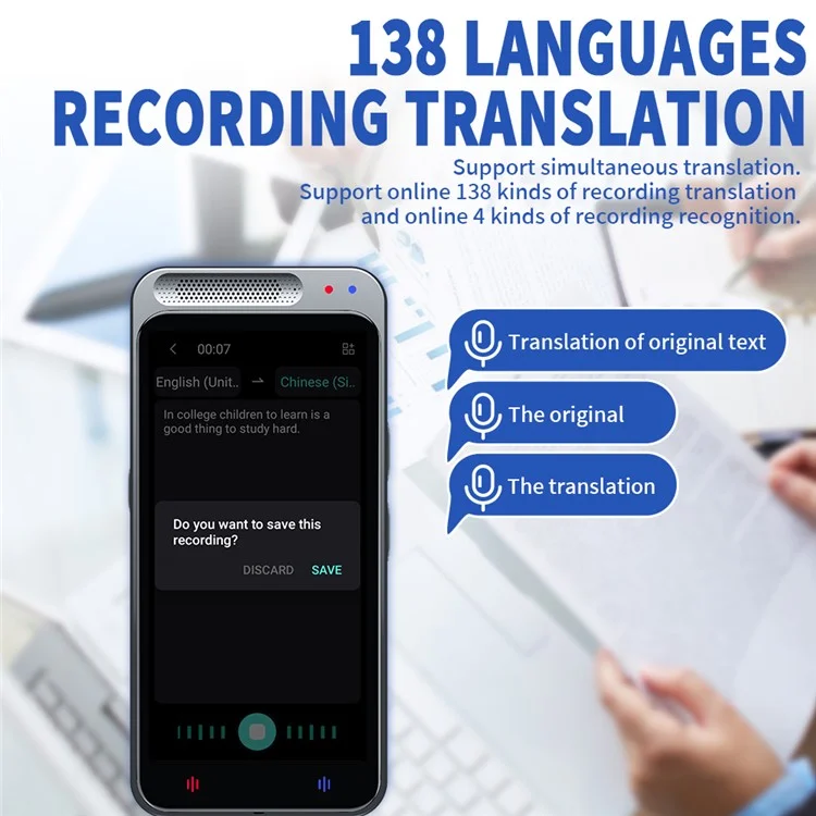 Traducteur Z6 138 Langues Smart Translate Enregistrement Vocal Temps Réel Traduction de Texte Appareil