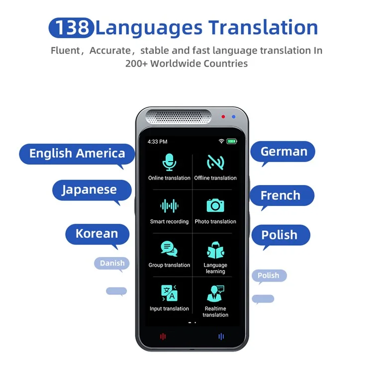 Traducteur Z6 138 Langues Smart Translate Enregistrement Vocal Temps Réel Traduction de Texte Appareil