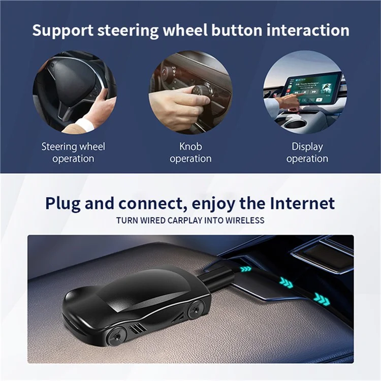C6 Car Model Shape Подключенная к Беспроводной Carplay и Android Auto Box Android 11 Адаптер, 2 Гб+16 гб Памяти