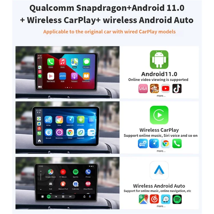 C6 Car Model Shape Подключенная к Беспроводной Carplay и Android Auto Box Android 11 Адаптер, 2 Гб+16 гб Памяти