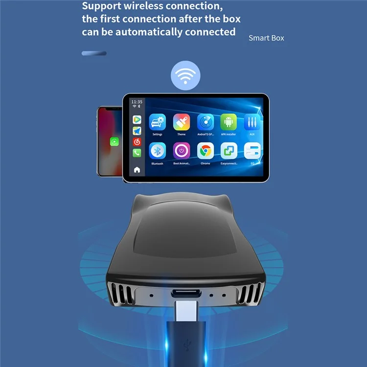 C6 Car Model Shape Подключенная к Беспроводной Carplay и Android Auto Box Android 11 Адаптер, 2 Гб+16 гб Памяти