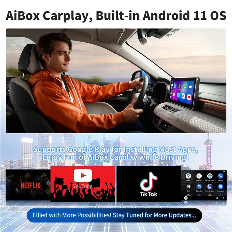 C9 Verdrahtet Mit Drahtlosen Carplay- Und Android Auto Box Android 11 Adapter Support TF -karte, 2 Gb+16 gb Speicher
