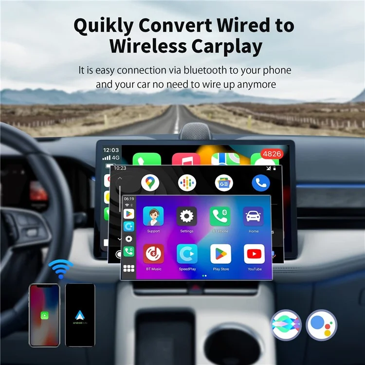 C9 Verdrahtet Mit Drahtlosen Carplay- Und Android Auto Box Android 11 Adapter Support TF -karte, 2 Gb+16 gb Speicher