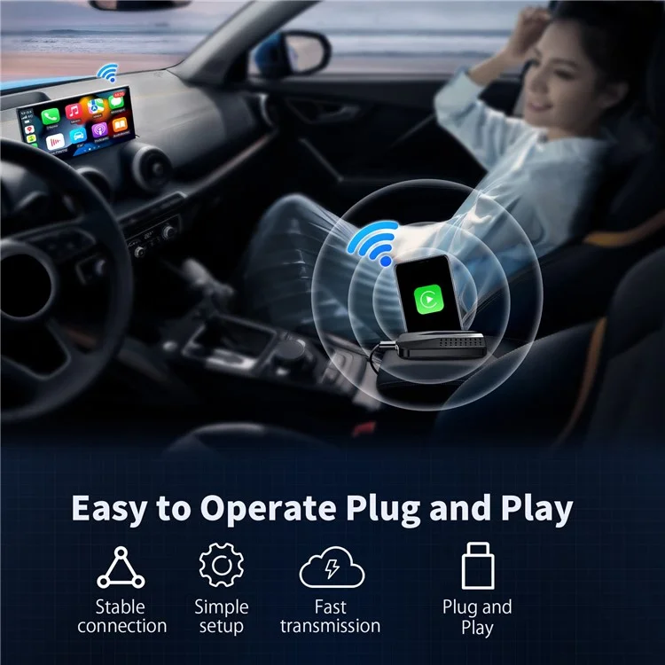 C9 Verdrahtet Mit Drahtlosen Carplay- Und Android Auto Box Android 11 Adapter Support TF -karte, 2 Gb+16 gb Speicher