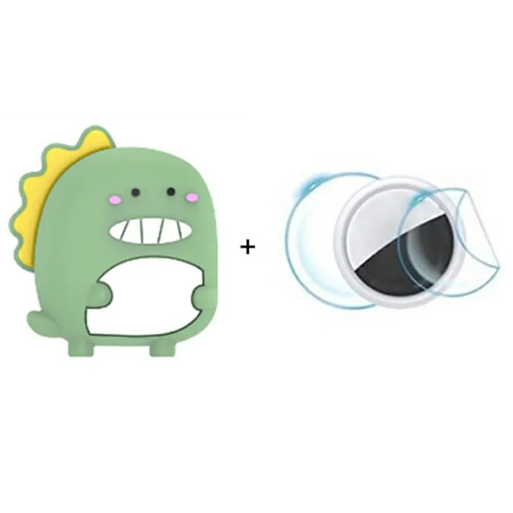 Para Airtag Bluetooth Tracker Case Silicone Cover With Protective Film For Kids Shoelaces / Correas - Dinosaurio