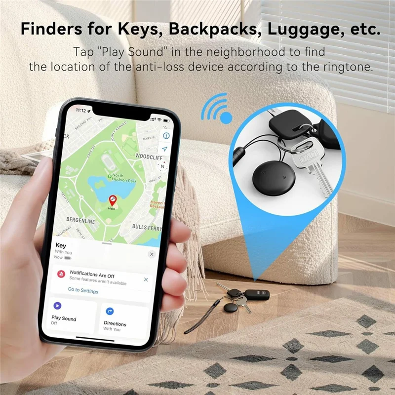 F10 Wireless Smart Tag Find My App Bluetooth-compatible Luggage Tracker Item Locator for iPhone - Blue