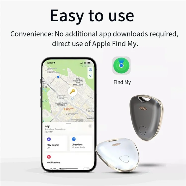 Tracker Bluetooth senza fili intelligente F4 Find My Waterproof per bagagli, portafogli e chiavi - Nero