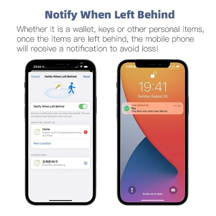 Etiqueta inteligente Sualio F2 Find My Wireless - Rastreador de equipaje Bluetooth, localizador de llaves y billetera - Negro