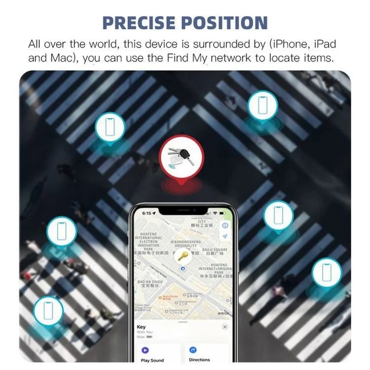 Etiqueta inteligente Sualio F2 Find My Wireless - Rastreador de equipaje Bluetooth, localizador de llaves y billetera - Negro