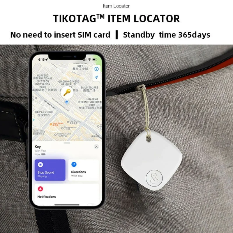F2 Sualio Tag Wireless Smart Tracker for iOS, Bluetooth-compatible Luggage Wallet Key Finder - White
