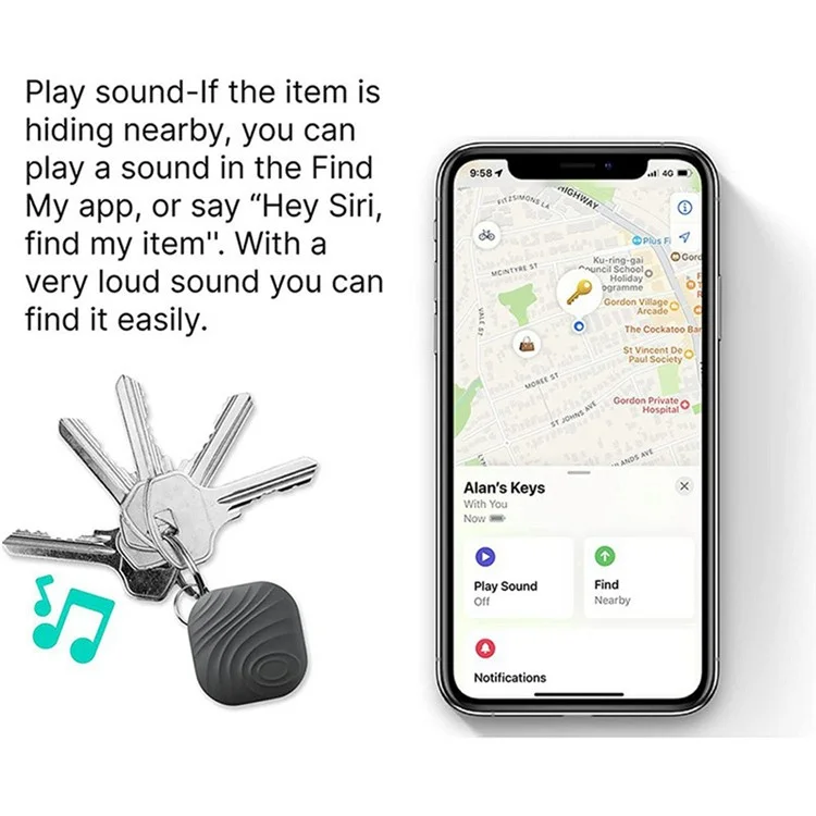 Nutale Air Find My Luggage Tracker Wireless Smart Tag Bluetooth-compatible Wallet Key Locator - Black