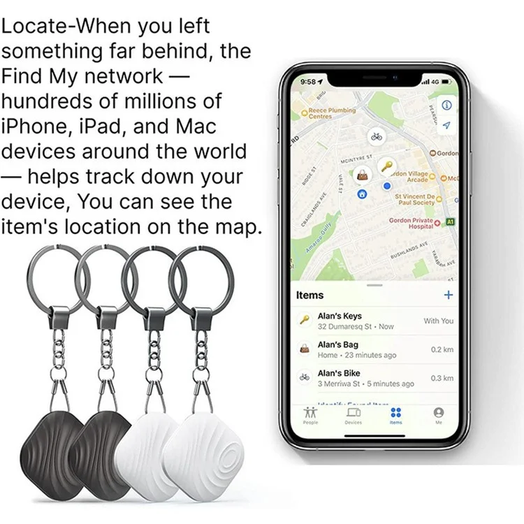 Nutale Air Find My Luggage Tracker Wireless Smart Tag Bluetooth Wallet Key Locator - Grigio