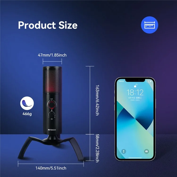 RETEKESS TG101 Live Streaming Wireless RGB Microphone for Gaming, Online Conference