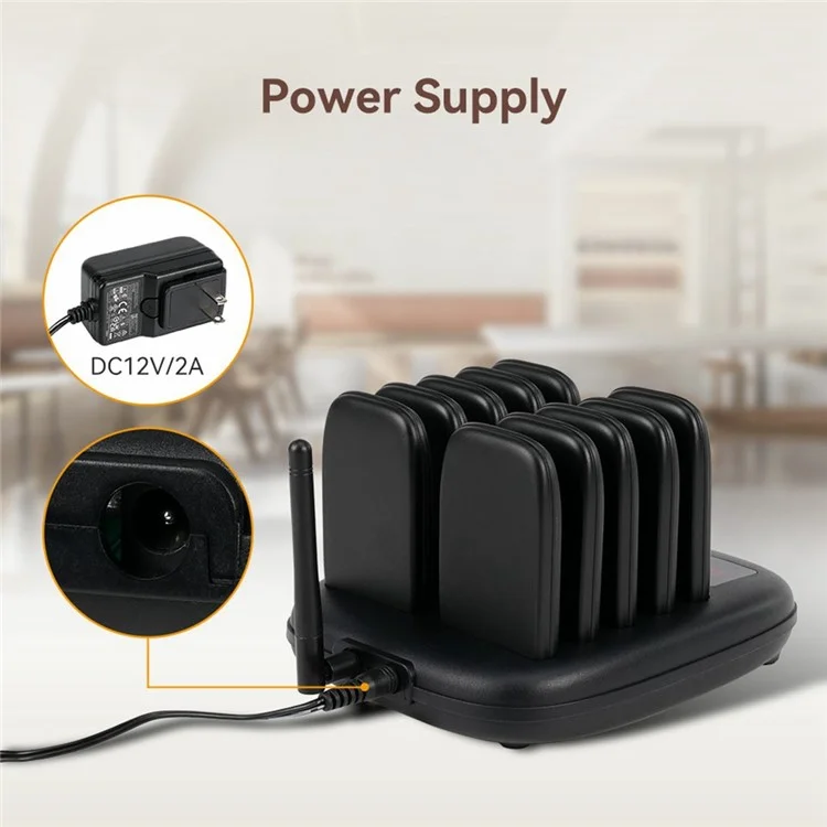 RETEKESS TD175S Restaurant Waiting Pager Set Beeper Buzzer Wireless Calling System with 10 Guest Pagers - UK Plug