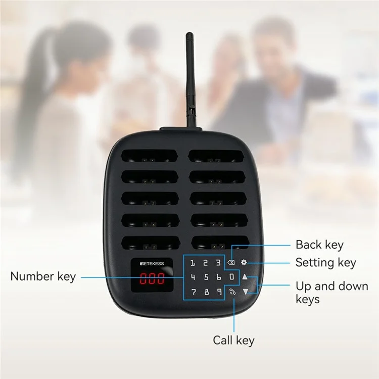 RETEKESS TD175S Restaurant Waiting Pager Set Beeper Buzzer Wireless Calling System with 10 Guest Pagers - UK Plug