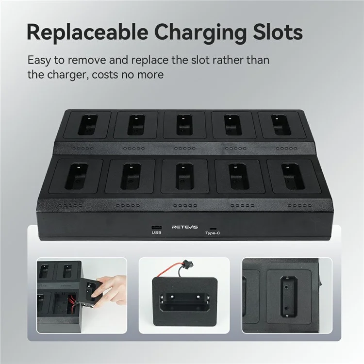 Retevis RTC22T Gang Mult-unit Gang Charger Walkie Talkie Dock Station Para RT22 / RT622 / RB19 / RB619 - Enchufe de Ee. Uu.
