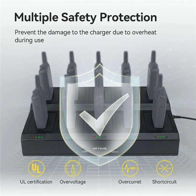 Retevis RTC22T Gang Mult-unit Gang Charger Walkie Talkie Dock Station Para RT22 / RT622 / RB19 / RB619 - Enchufe de Ee. Uu.