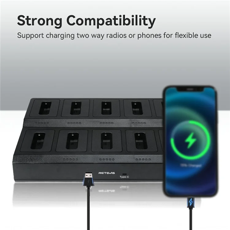 Retevis RTC22T Gang Mult-unit Gang Charger Walkie Talkie Dock Station Para RT22 / RT622 / RB19 / RB619 - Enchufe de Ee. Uu.