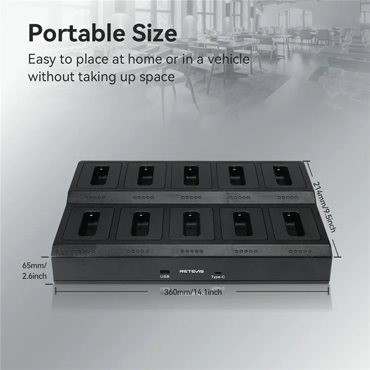 Retevis RTC22T Gang Mult-unit Gang Charger Walkie Talkie Dock Station Para RT22 / RT622 / RB19 / RB619 - Enchufe de Ee. Uu.
