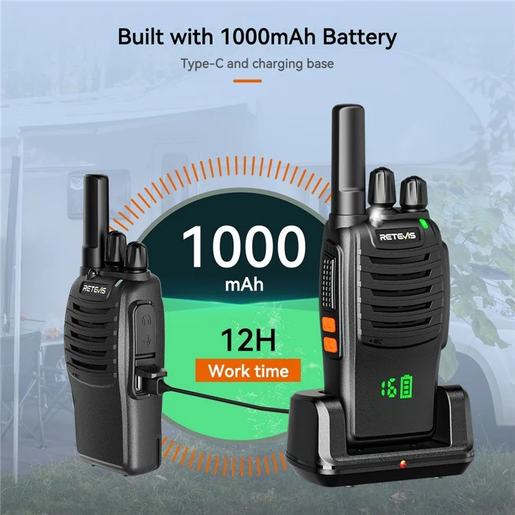 RETEVIS H777H FRS 2W Outdoor Walkie Talkies mit verstecktem Bildschirm / US 16CH / Ladestation / Type-C Kabel / Adapter
