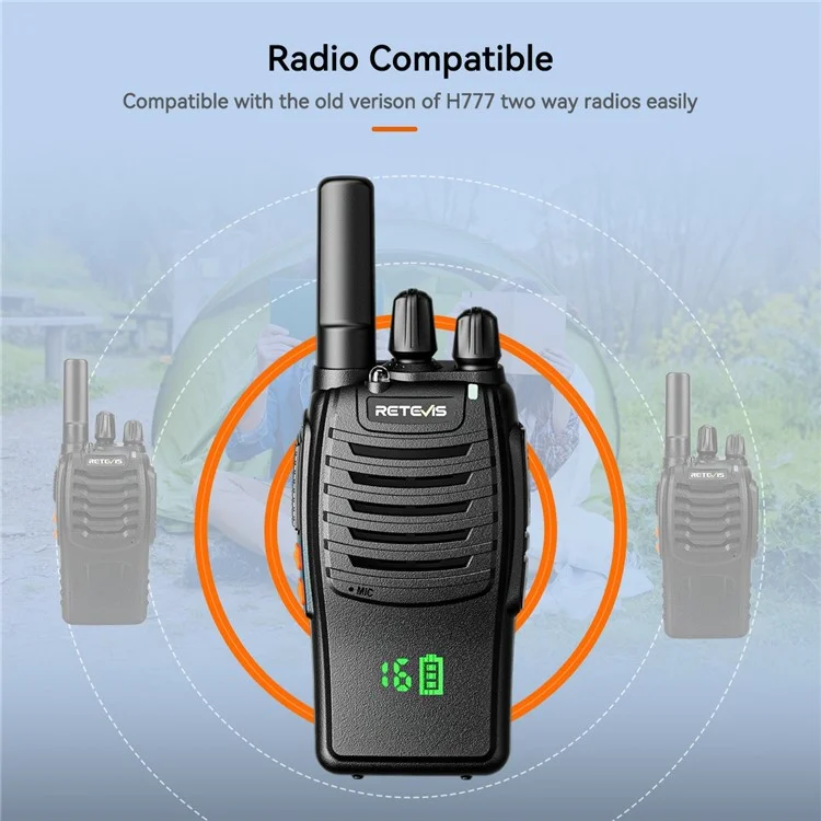 RETEVIS H777H FRS 2W Outdoor Walkie Talkies mit verstecktem Bildschirm / US 16CH / Ladestation / Type-C Kabel / Adapter