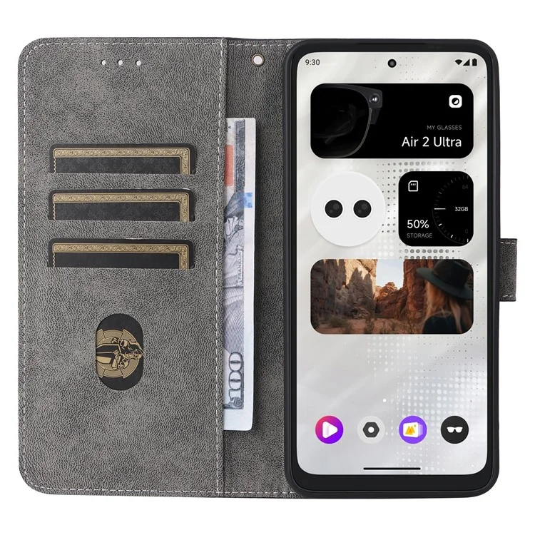 Pour XREAL Beam Pro Wallet Case RFID Blocking PU Leather Cover Stand View - Noir
