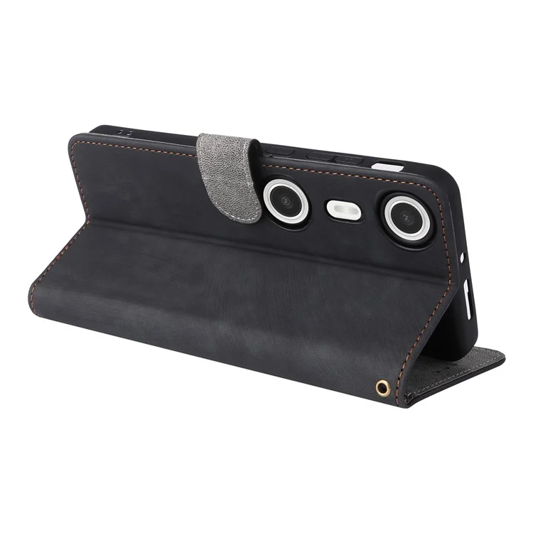 Pour XREAL Beam Pro Wallet Case RFID Blocking PU Leather Cover Stand View - Noir