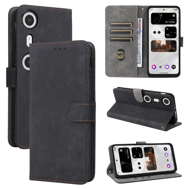 Pour XREAL Beam Pro Wallet Case RFID Blocking PU Leather Cover Stand View - Noir