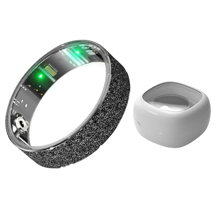 Vring-3 Frosted Bluetooth Sleep Health Monitoring Smart Ring Edelstahl-fingerring Mit Ladekoffer - Schwarz / Größe 8