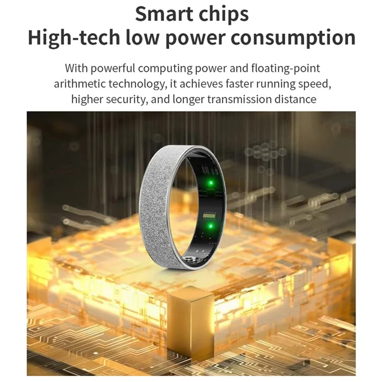 Vring-3 Frosted Bluetooth Sleep Health Monitoring Smart Ring Edelstahl-fingerring Mit Ladekoffer - Schwarz / Größe 8