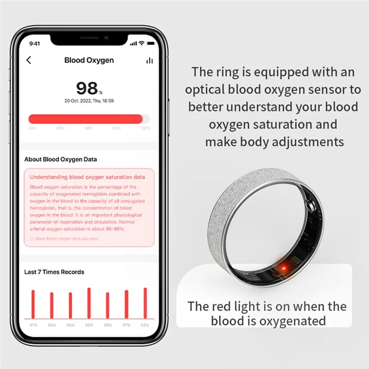 Vring-3 Frosted Bluetooth Sleep Health Monitoring Smart Ring Edelstahl-fingerring Mit Ladekoffer - Schwarz / Größe 8
