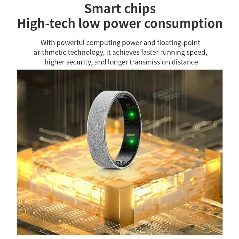 Vring-3 Frosted Bluetooth-compatible Sleep Health Monitoring Smart Ring Stainless Steel Finger Ring, with Charging Case - Black / Size 10