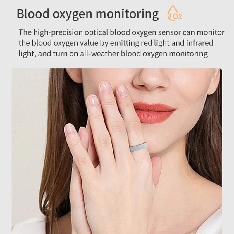 Vring-3 Frosted Bluetooth-compatible Sleep Health Monitoring Smart Ring Stainless Steel Finger Ring, with Charging Case - Black / Size 10