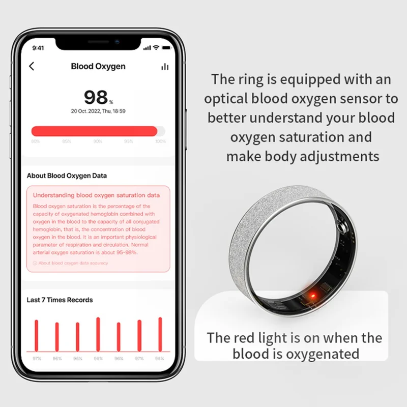 Vring-3 Frosted Bluetooth-compatible Sleep Health Monitoring Smart Ring Stainless Steel Finger Ring, with Charging Case - Black / Size 10