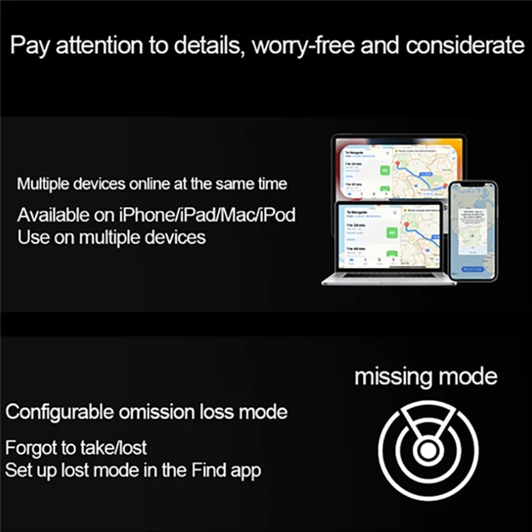 TAG005 Find My Network Wireless Pet Kids Key Luggage Finder iOS Devices Smart Tracking Locator - Bianco