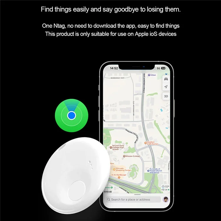 TAG005 Find My Network Wireless Pet Kids Key Luggage Finder iOS Devices Smart Tracking Locator - Bianco