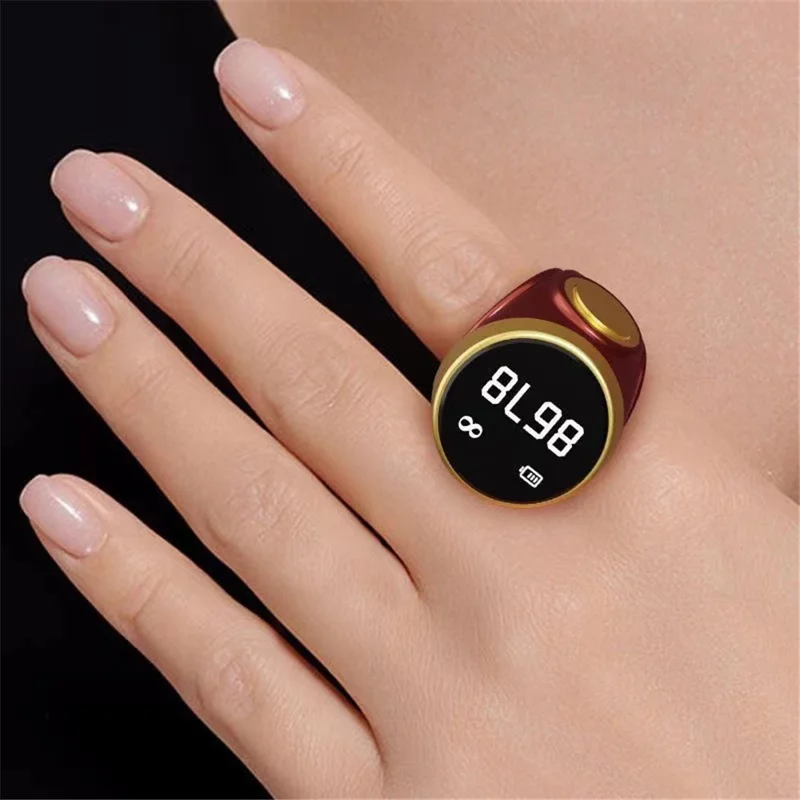 S9 Waterproof Finger Ring Digital Counter Luminous Electronic Smart Ring Tally Counter - Blackish Green
